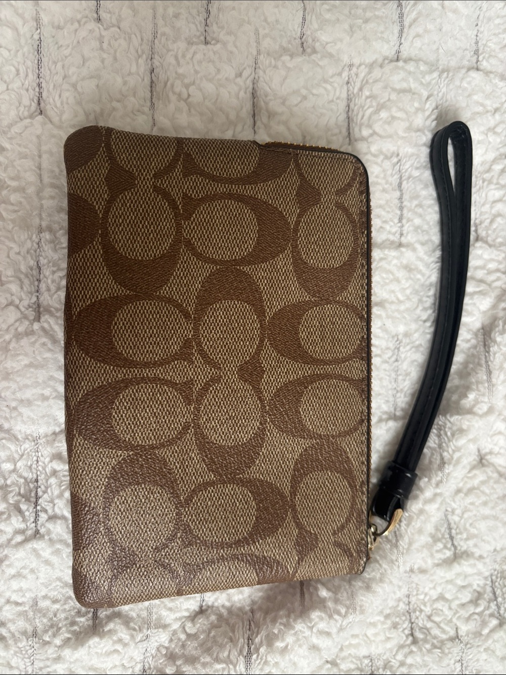 Coach Brown Signature Canvas Wristlet with Black Leather Band - Picture 2 of 2